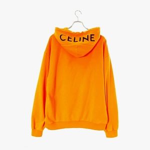 Celine | Sweaters | Celine Orange Hoodlogo Hoodie | Poshmark